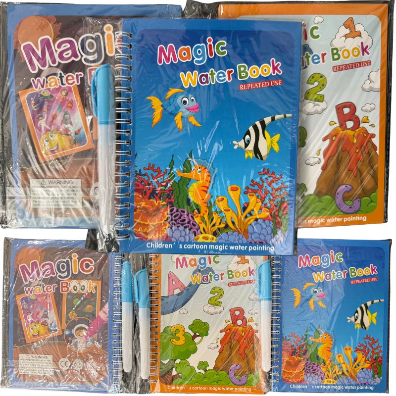 Magic Coloring Book with Water Pen | Reusable & Mess-Free Fun for Kids | Dinosaur & Cartoon Designs