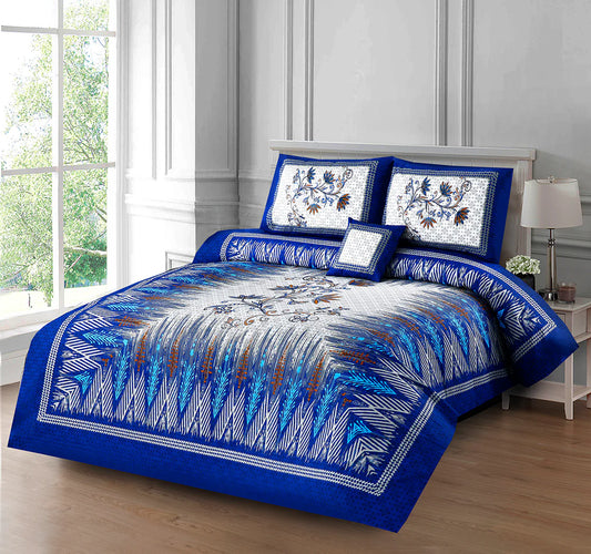Azure 4Pcs Cotton Printed Bedsheet Set | Soft, Breathable & Elegant Bedding