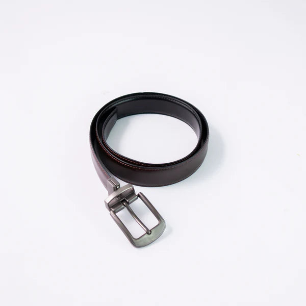 Black & Brown Imported Reversible Belt | Double-Sided Matt Finish Strap with Elegant Metal Buckle