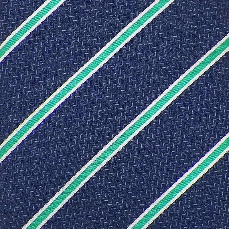 Navy Green & White Stripe Design | Premium Men’s Formal Silk Tie and Pocket Square Set | Navy Green & White Stripe Design