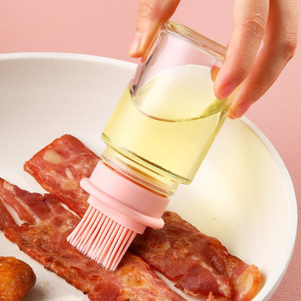 Portable Oil Bottle with Silicone Brush – High-Temperature BBQ, Baking & Cooking Tool (150ml)