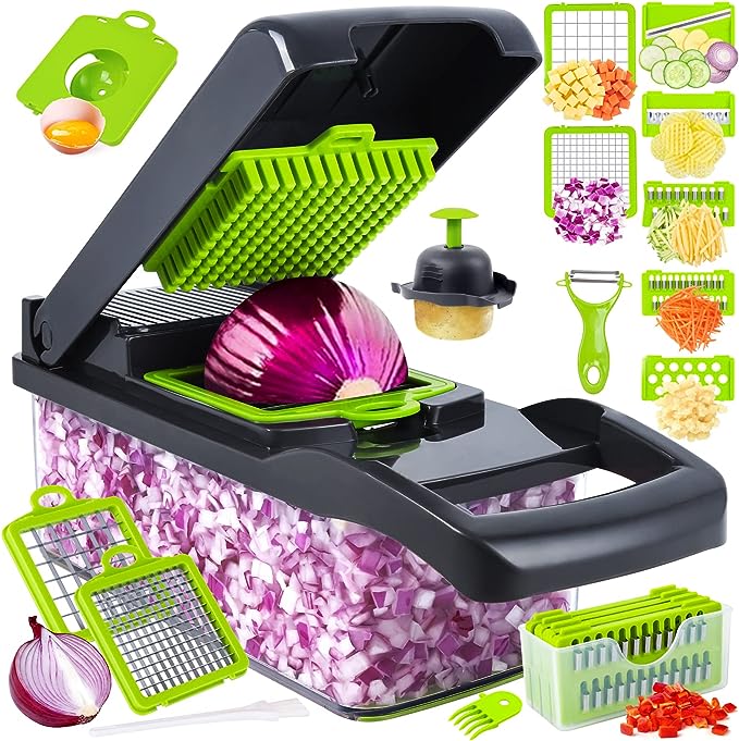 Multi-Blade Vegetable Cutter Chopper & Slicer – Dicer, Julienne & Grater with Container