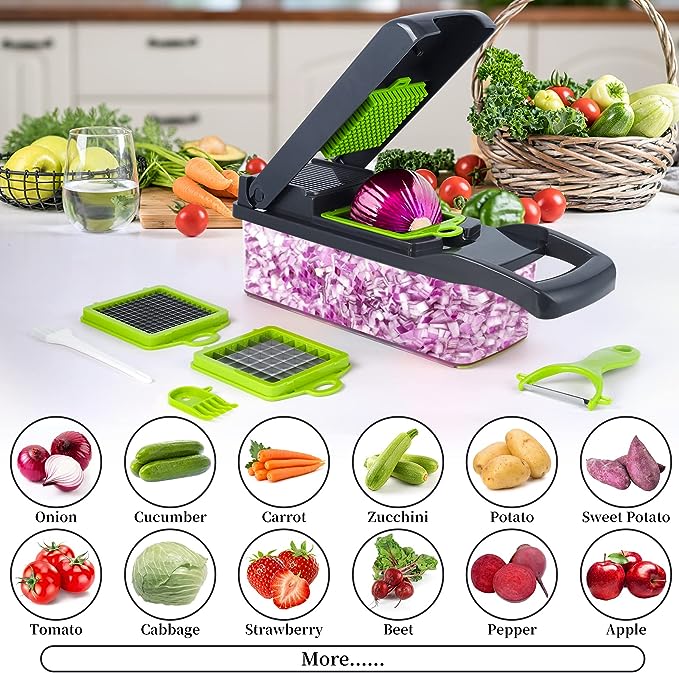 Multi-Blade Vegetable Cutter Chopper & Slicer – Dicer, Julienne & Grater with Container