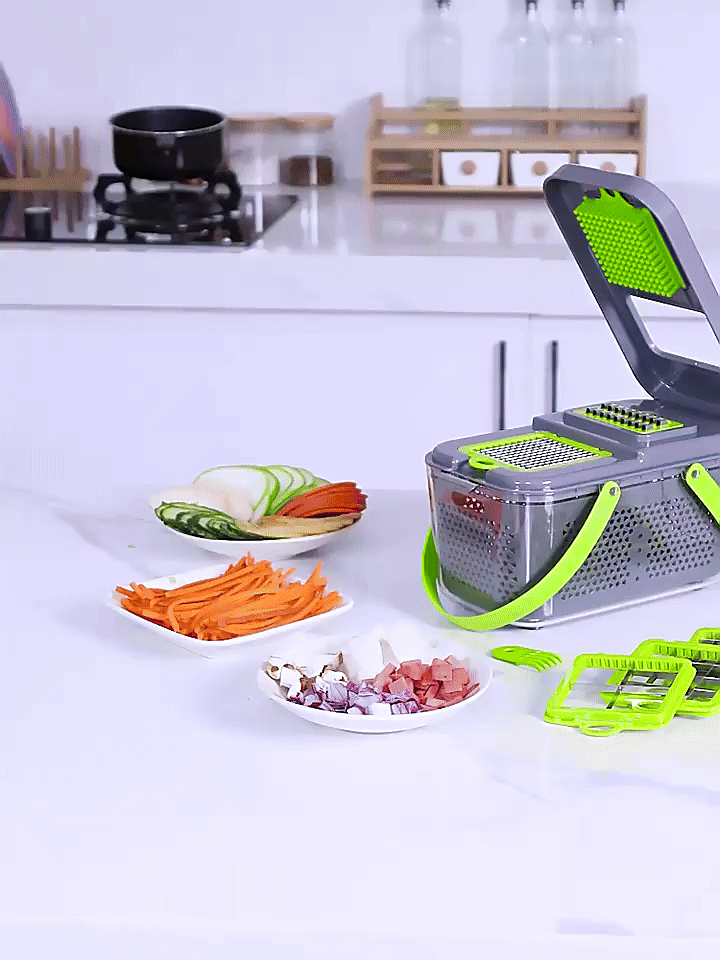 Multi-Blade Vegetable Cutter Chopper & Slicer – Dicer, Julienne & Grater with Container