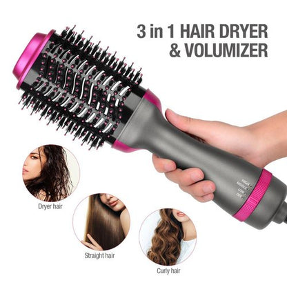 One Step Hot Air Brush | 3-in-1 Dryer, Straightener & Volumizer for Effortless Styling