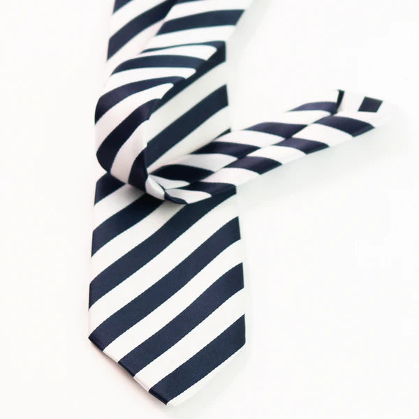 Blue & White Striped Tie & Pocket Square Set | Premium Men’s Formal Striped Tie | Classic Blue & White Design