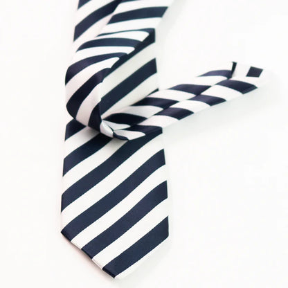 Blue & White Striped Tie & Pocket Square Set | Premium Men’s Formal Striped Tie | Classic Blue & White Design