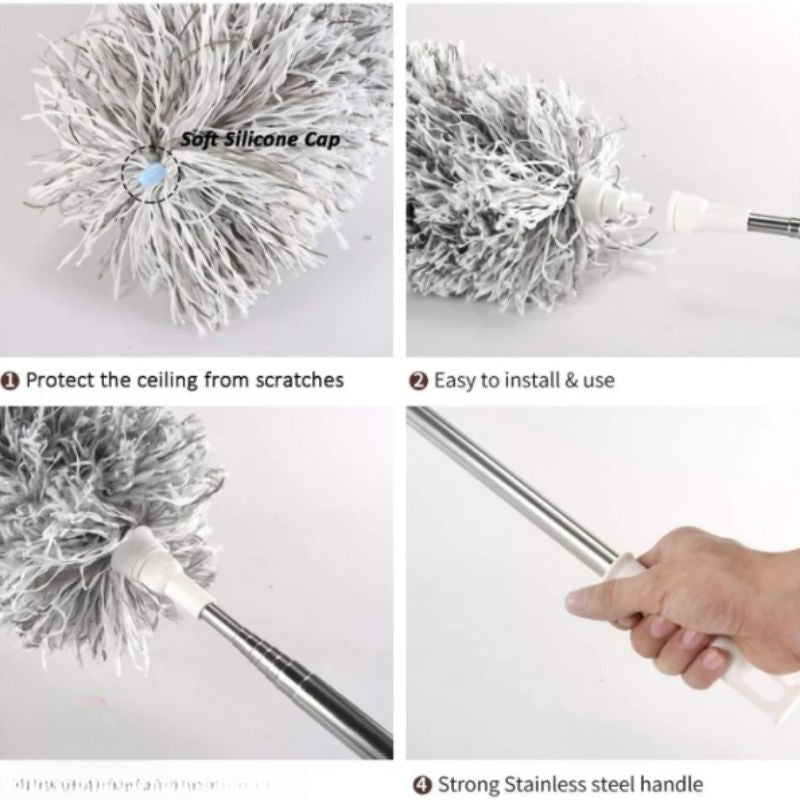 Extendable Microfiber Duster with Telescopic Handle | Long Reach, Bendable Head & Washable Cleaner