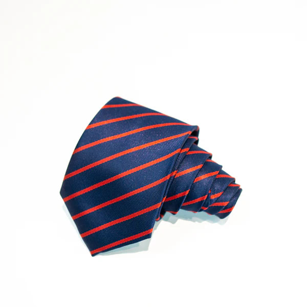 Harvard Stride Navy-Red Tie & Pocket Square Set | Premium Men’s Formal Striped Tie | Classic Navy & Red Design