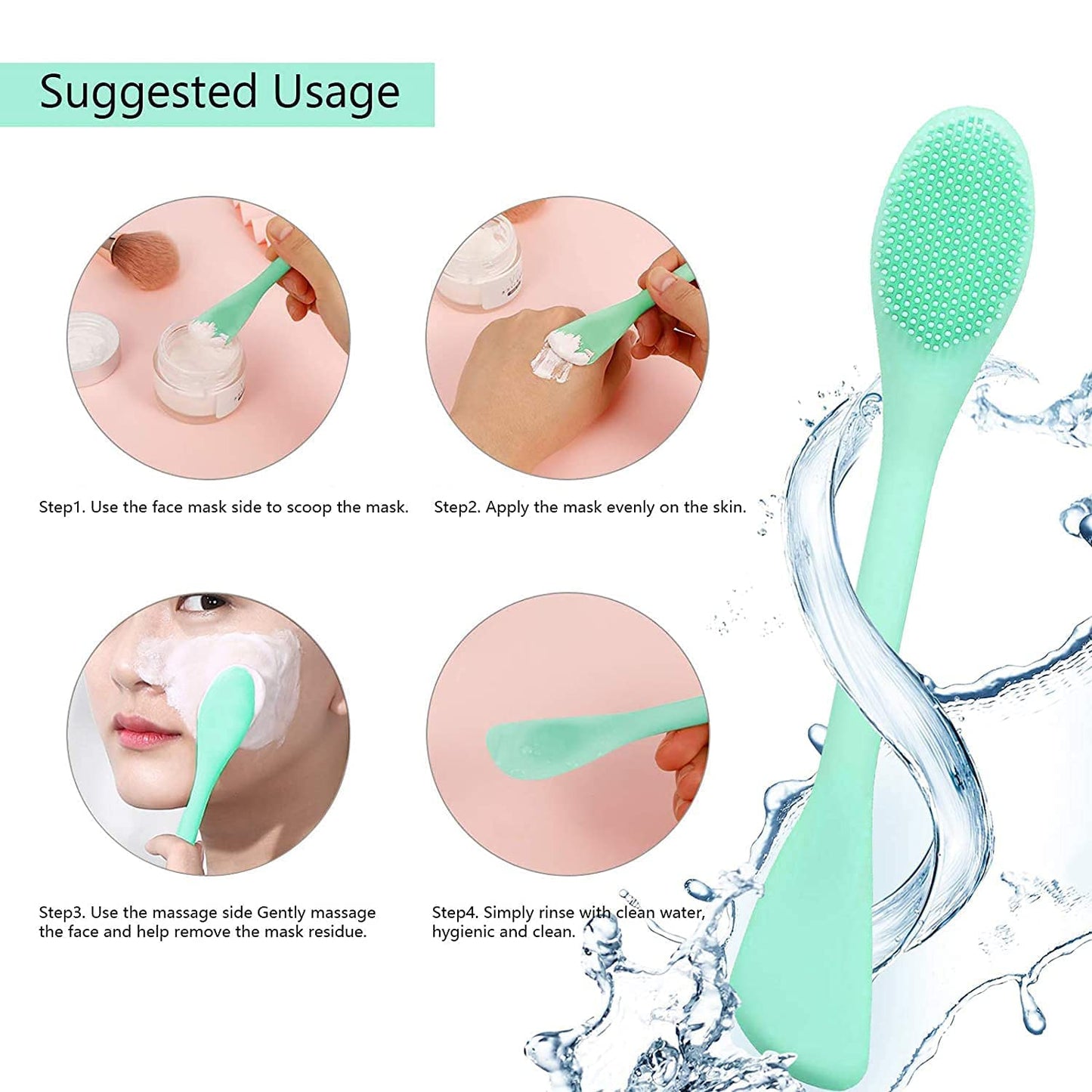 Double Ended Silicone Face Mask & Cleansing Brush | Soft Reusable Skincare Applicator | Pack of 2