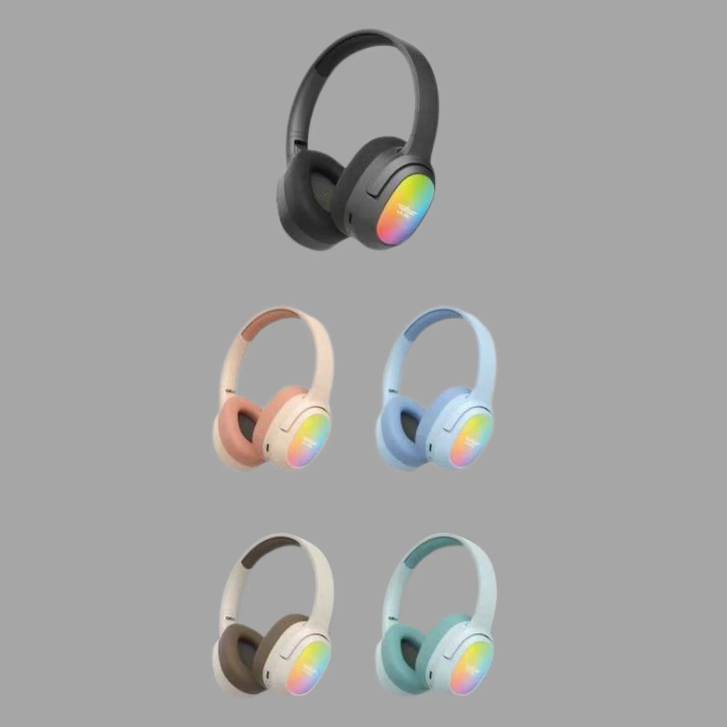Lelisu LS-257 Wireless Stereo Headphones | Bluetooth 5.4 Over-Ear Headset with Type-C Charging & LED Lights