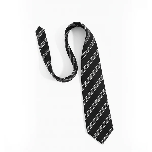 Black Label Diagonal Tie & Pocket Square Set | Premium Men’s Formal Black Tie | Classic Diagonal Stripe Design