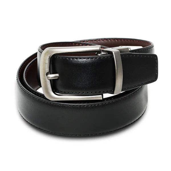 Black &  Brown Imported Reversible Belt | Double-Sided Matt Finish Strap with Elegant Metal Buckle