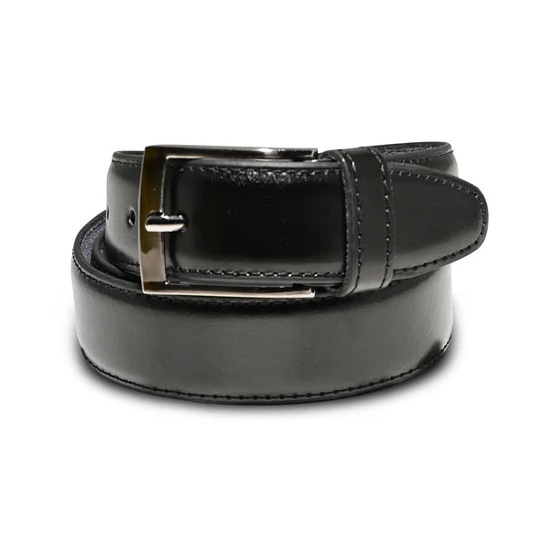 Black Pure Leather Belt | Premium Formal Wear Belt with Rugged Leather Interior & Elegant Metal Buckle