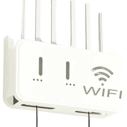 White  WiFi Router Storage Box & Wall Mount Shelf  Universal Cable Organizer | Space-Saving Holder for Modem, Set-Top Box & Smart Devices | Home & Office Use