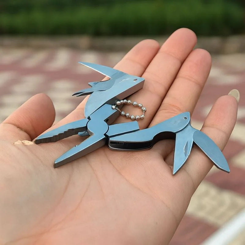 Stainless Steel Outdoor Portable Multitool Plier Knife | Mini Keychain Multi Tool with Screwdriver & Pouch | Camping, Hiking & Everyday Use