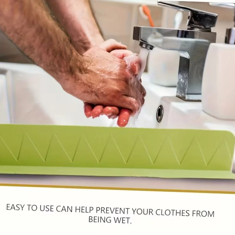 Large Size Silicone Sink Splash Guard Set |  Non-Slip Water Barrier with Strong Suction Cups for Kitchen & Bathroom Use