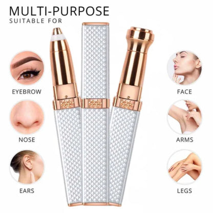 2-in-1 Flawless Facial Hair Remover & Eyebrow Trimmer | USB Rechargeable, Painless & Portable | White
