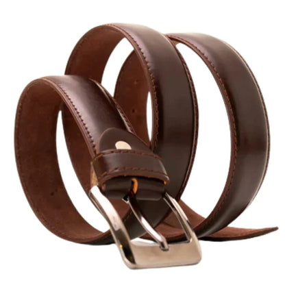 Dark Brown Pure Leather Belt | Premium Formal Wear Belt with Rugged Leather Interior & Elegant Metal Buckle