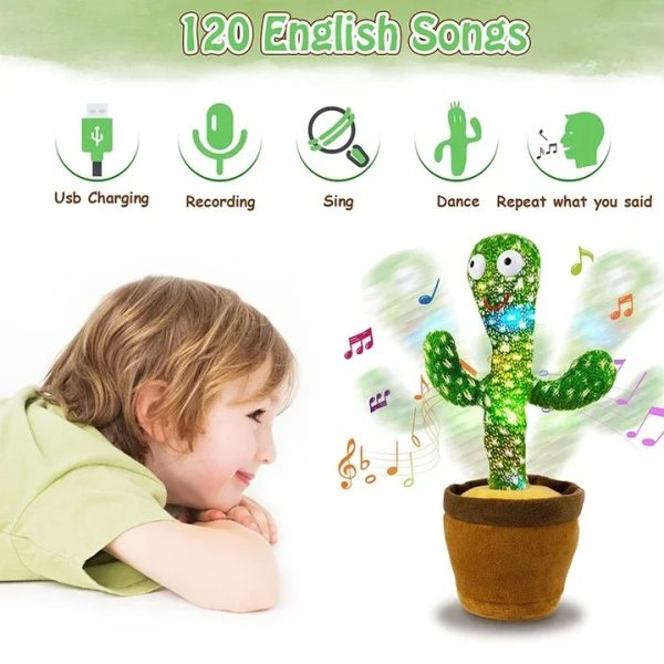 Rechargeable Dancing Cactus Toy with Hat | Interactive Singing, Talking & Dancing Plush for Kids