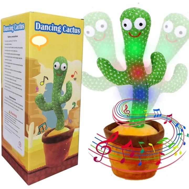 Rechargeable Dancing Cactus Toy with Hat | Interactive Singing, Talking & Dancing Plush for Kids
