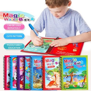Magic Coloring Book with Water Pen | Reusable & Mess-Free Fun for Kids | Dinosaur & Cartoon Designs