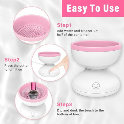 Electric Makeup Brush Cleaner Machine | Automatic USB Rechargeable Brush Washer | Gentle Silicone Cleaning