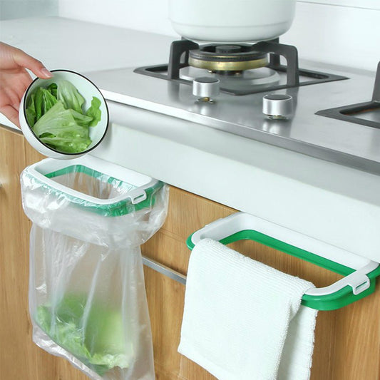 Towel & Trash Bag Holder – Dual Function Kitchen Rack & Clip-On Waste Solution