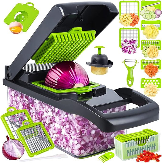 Multi-Blade Vegetable Cutter Chopper & Slicer – Dicer, Julienne & Grater with Container